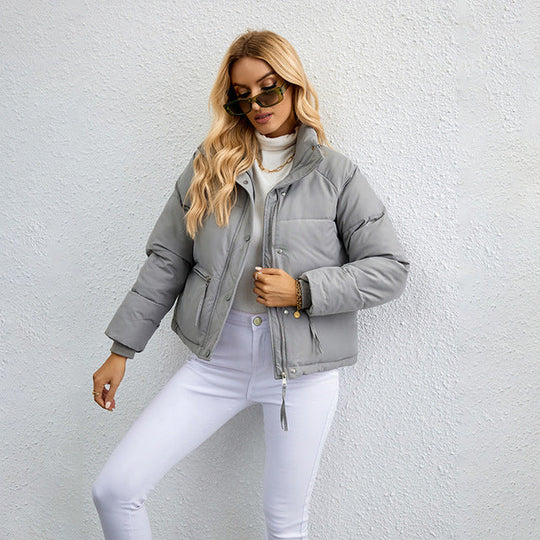 EB | Damen Leichte Winterjacke mit Reißverschluss und Hohem Kragen