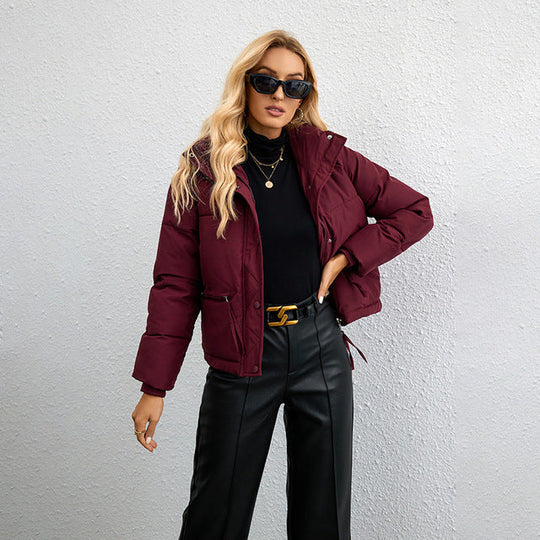 EB | Damen Leichte Winterjacke mit Reißverschluss und Hohem Kragen