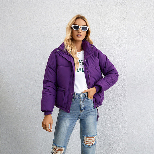 EB | Damen Leichte Winterjacke mit Reißverschluss und Hohem Kragen