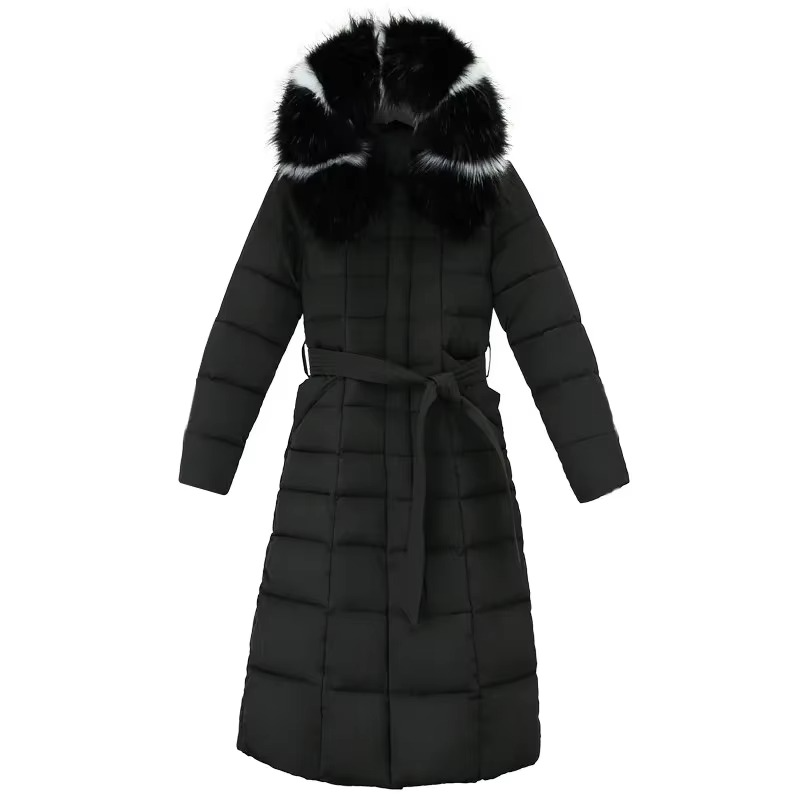 EB | Damen Lange Winterjacke mit Pelzkragen