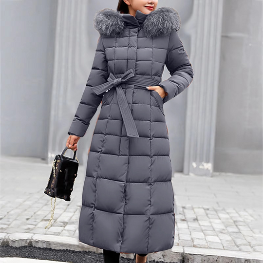 EB | Damen Lange Winterjacke mit Pelzkragen