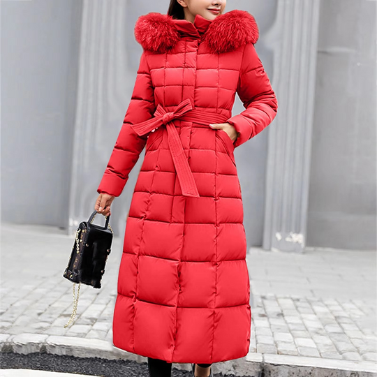 EB | Damen Lange Winterjacke mit Pelzkragen