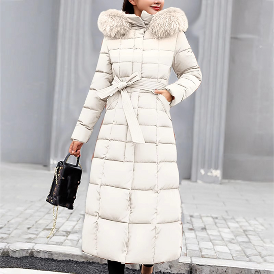 EB | Damen Lange Winterjacke mit Pelzkragen