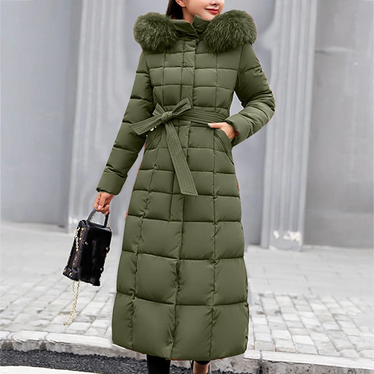 EB | Damen Lange Winterjacke mit Pelzkragen