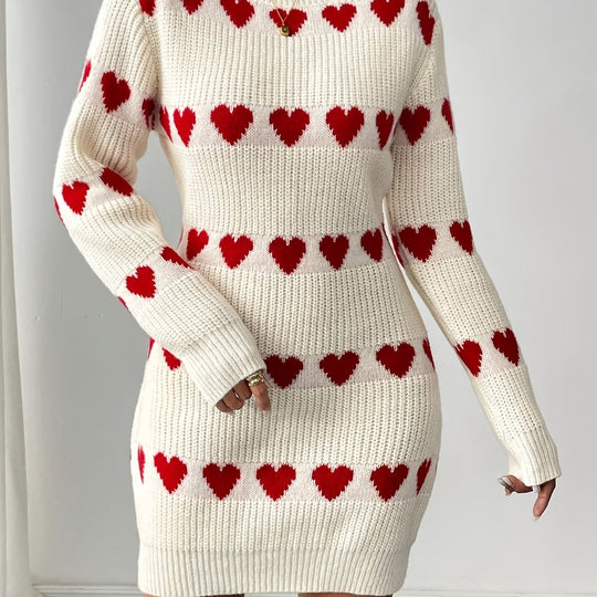 EB | Strickkleid Damen mit Herzmuster