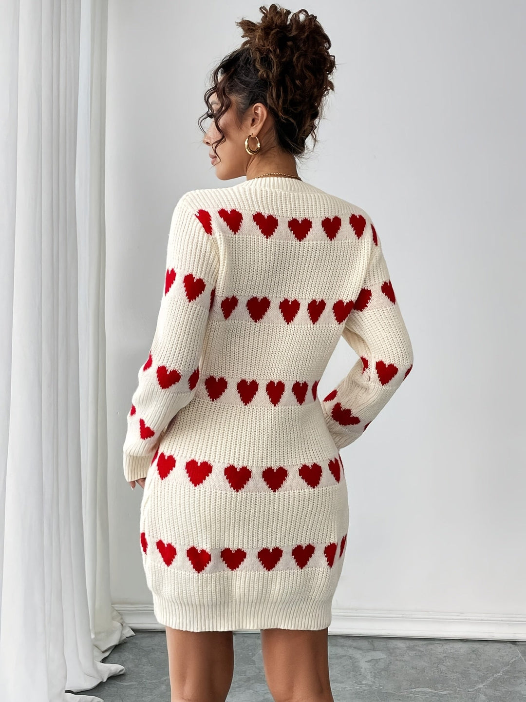 EB | Strickkleid Damen mit Herzmuster