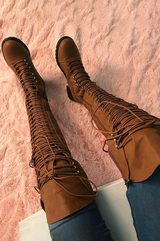 EB | Over-The-Knee Stiefel mit Schnürsenkeln