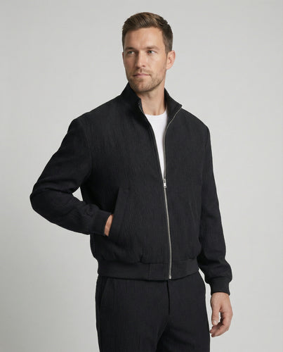 Strukturierte Boxy Jacke aus Wolle Seide mit Schulterpolstern