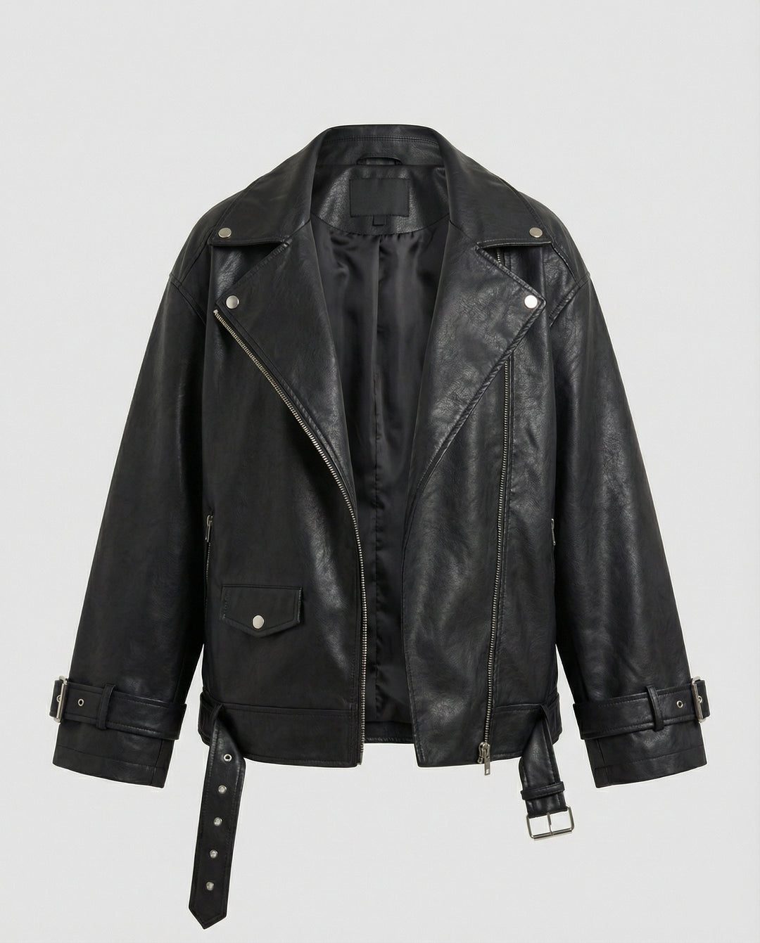 Stylische Oversize Kunstlederjacke im American High-Street Look für Damen