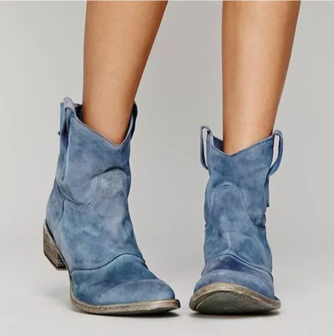 Wildlederstiefel | Western | Spitzzehen | Slip-On-Stiefel | Damenschuhe EB