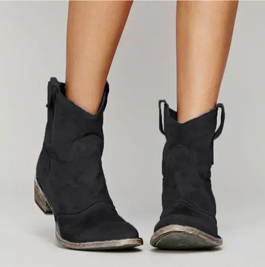 Wildlederstiefel | Western | Spitzzehen | Slip-On-Stiefel | Damenschuhe EB