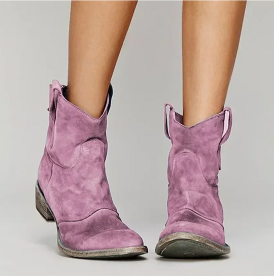 Wildlederstiefel | Western | Spitzzehen | Slip-On-Stiefel | Damenschuhe EB