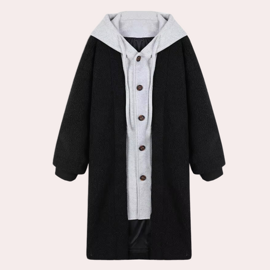 EB | Lässige Lange Damenjacke mit Kapuze