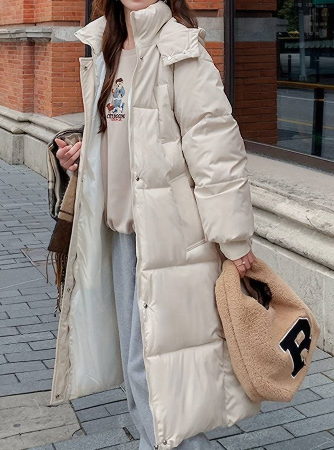 EB | Lange Pufferjacke - Wasserabweisend - Gestepptes Design - Kapuze - Warm und Bequem