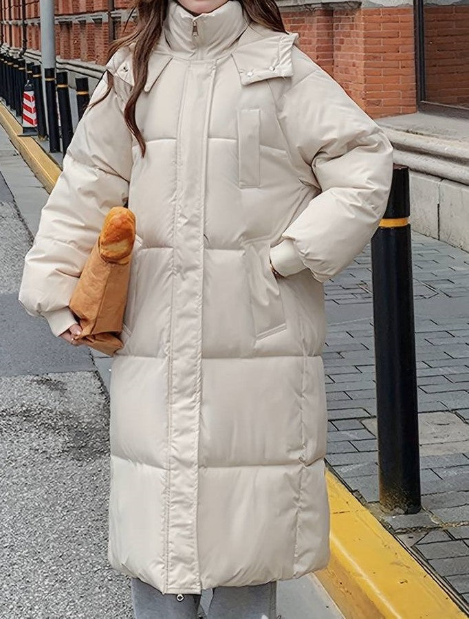 EB | Lange Pufferjacke - Wasserabweisend - Gestepptes Design - Kapuze - Warm und Bequem