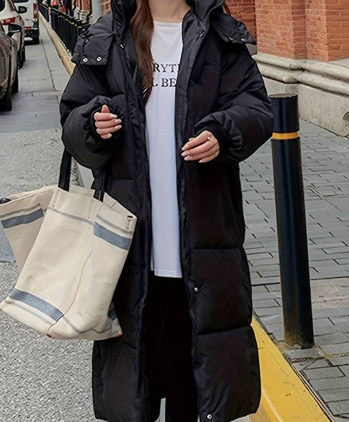 EB | Lange Pufferjacke - Wasserabweisend - Gestepptes Design - Kapuze - Warm und Bequem