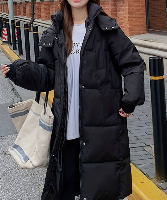 EB | Lange Pufferjacke - Wasserabweisend - Gestepptes Design - Kapuze - Warm und Bequem