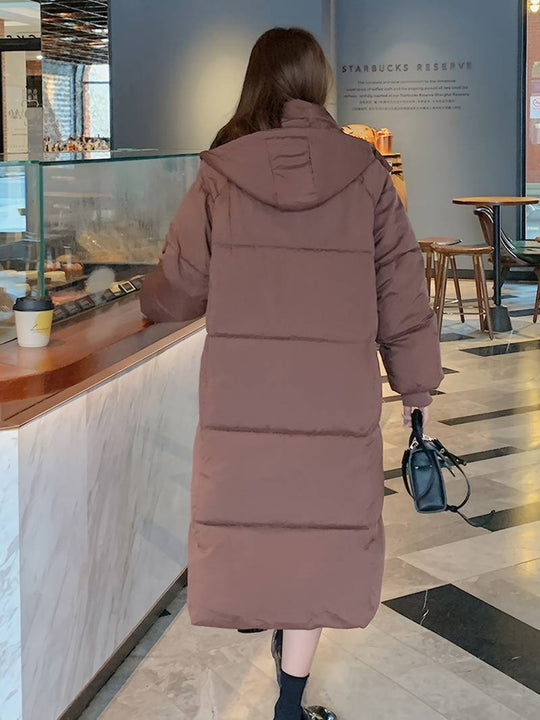 EB | Lange Pufferjacke - Wasserabweisend - Gestepptes Design - Kapuze - Warm und Bequem