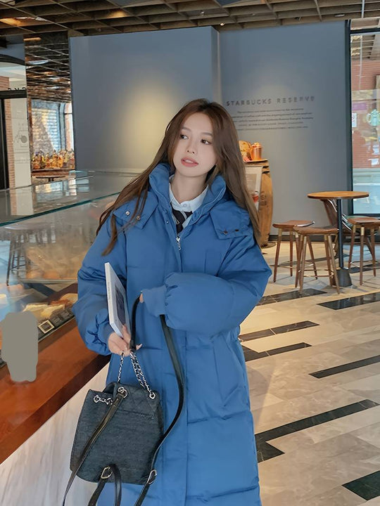 EB | Lange Pufferjacke - Wasserabweisend - Gestepptes Design - Kapuze - Warm und Bequem