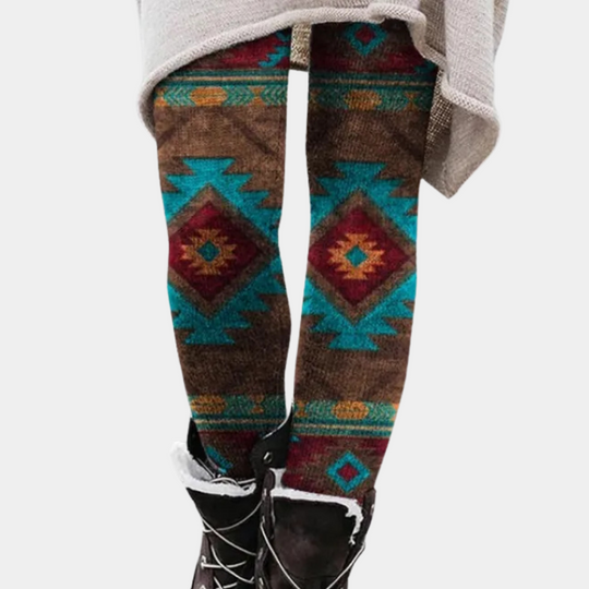 EB | Leggings Enganliegend Weicher und Atmungsaktiver Strick Geometrisches Muster Vollständig Länglich