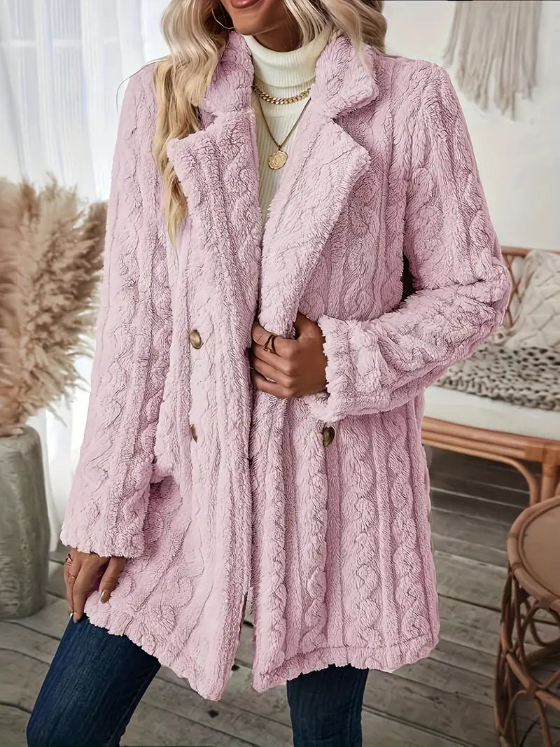 EB | Langer Strickmantel mit Revers für Damen - Winter