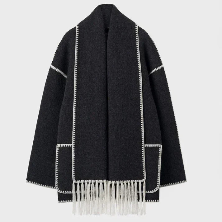 EB | Schal Jacke Aus Wollmischgewebe