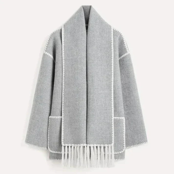 EB | Schal Jacke Aus Wollmischgewebe