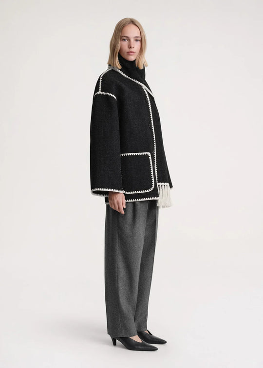 EB | Wollmantel für Damen Grau Elegant und Stilvoll