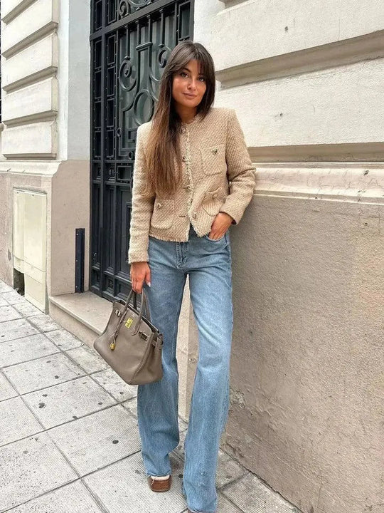 EB | Jacke Elegant Baumwolle mit Taschen Ideal für Jede Saison
