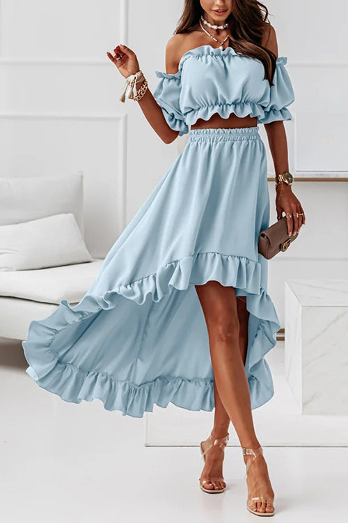 EB | Flügel Off Shoulder Crop Unregelmäßigkeit Rock Set