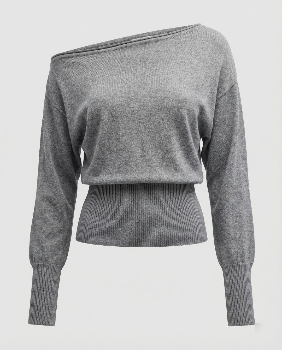 Taillierter Damen Strickpullover mit schräger Schulter in modernem Design