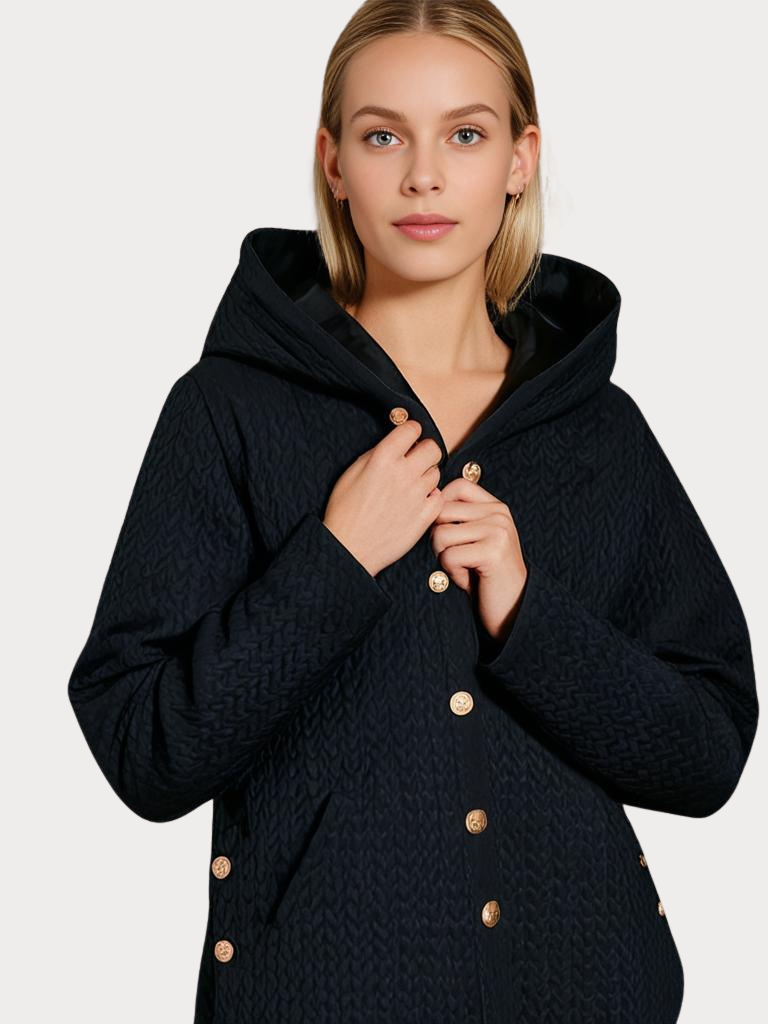 EB | Damen - Wintermantel – Eleganter Gefütterter Mantel mit Kapuze