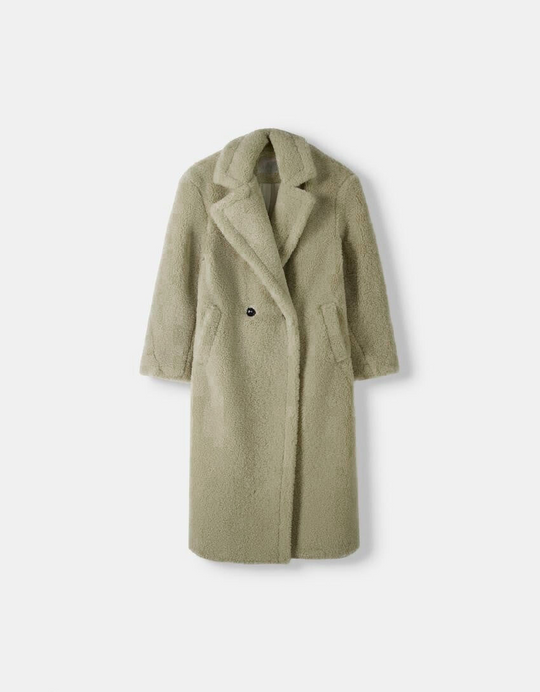 EB | Damen Teddyjacke mit Reverskragen im langen Modell