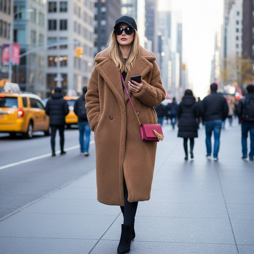 EB | Damen Teddy Weiche Winterjacke mit Langen Ärmeln