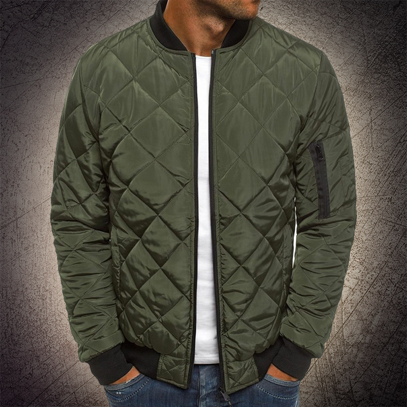 EB | Herren Diamantstepp-Bomberjacke - Voller Reißverschluss & Reißverschlusstasche am Ärmel