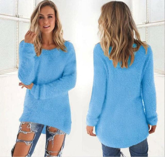 EB | Strickpullover Weiche Flauschige Qualität Legere Passform Lange Ärmel