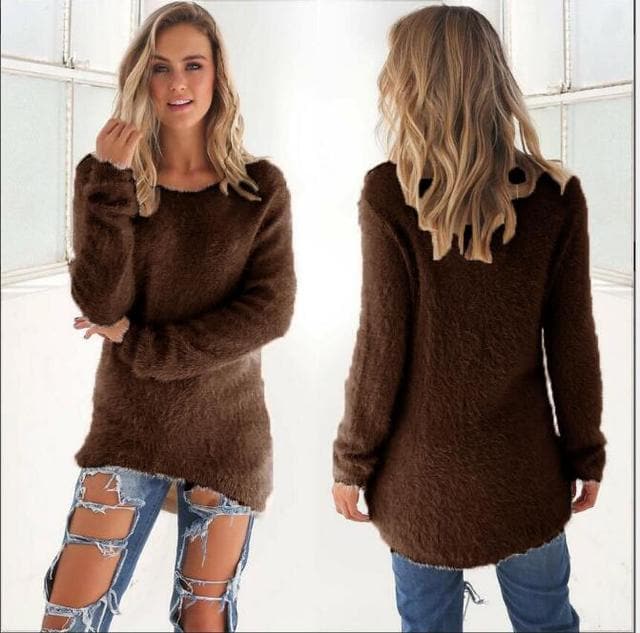 EB | Strickpullover Weiche Flauschige Qualität Legere Passform Lange Ärmel