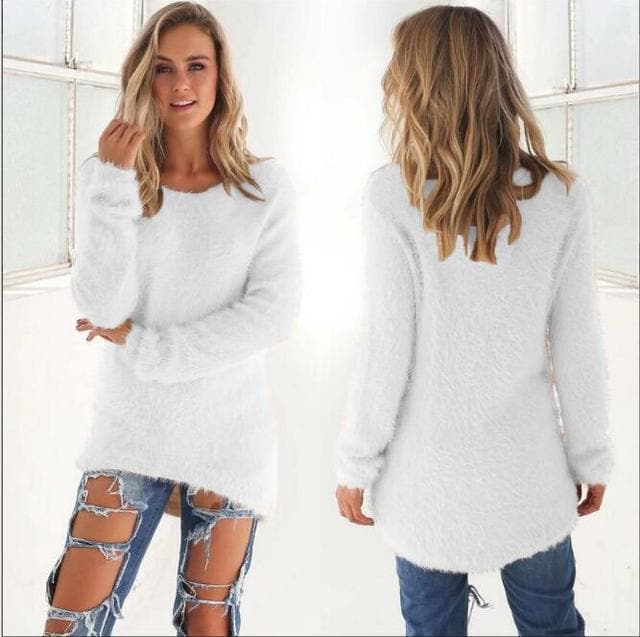 EB | Strickpullover Weiche Flauschige Qualität Legere Passform Lange Ärmel