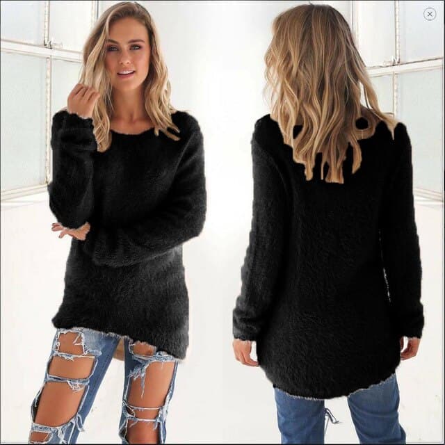 EB | Strickpullover Weiche Flauschige Qualität Legere Passform Lange Ärmel