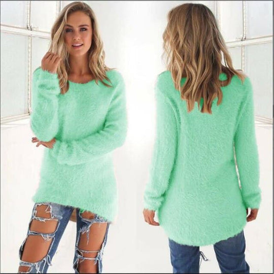 EB | Strickpullover Weiche Flauschige Qualität Legere Passform Lange Ärmel