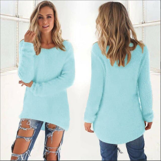 EB | Strickpullover Weiche Flauschige Qualität Legere Passform Lange Ärmel