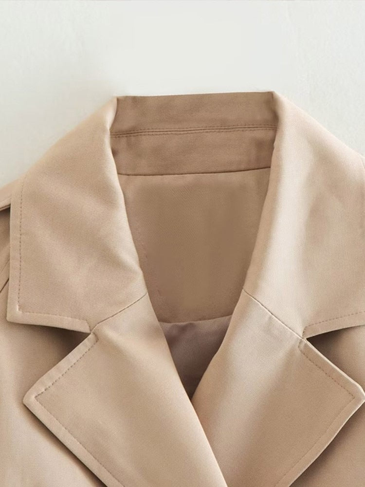 EB | Lässiger Kurzer Trenchcoat Mit Gürtel