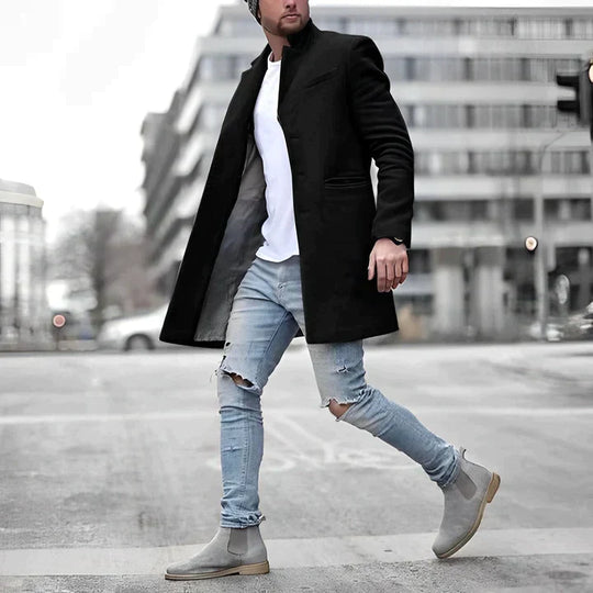 EB | Stilvoller Langer Wintermantel Für Männer