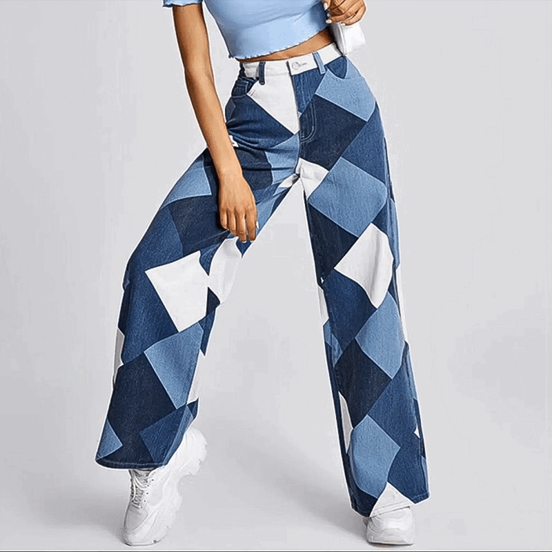EB | Strukturierte Damen Jeanshose mit Komfortablem Weitem Schnitt