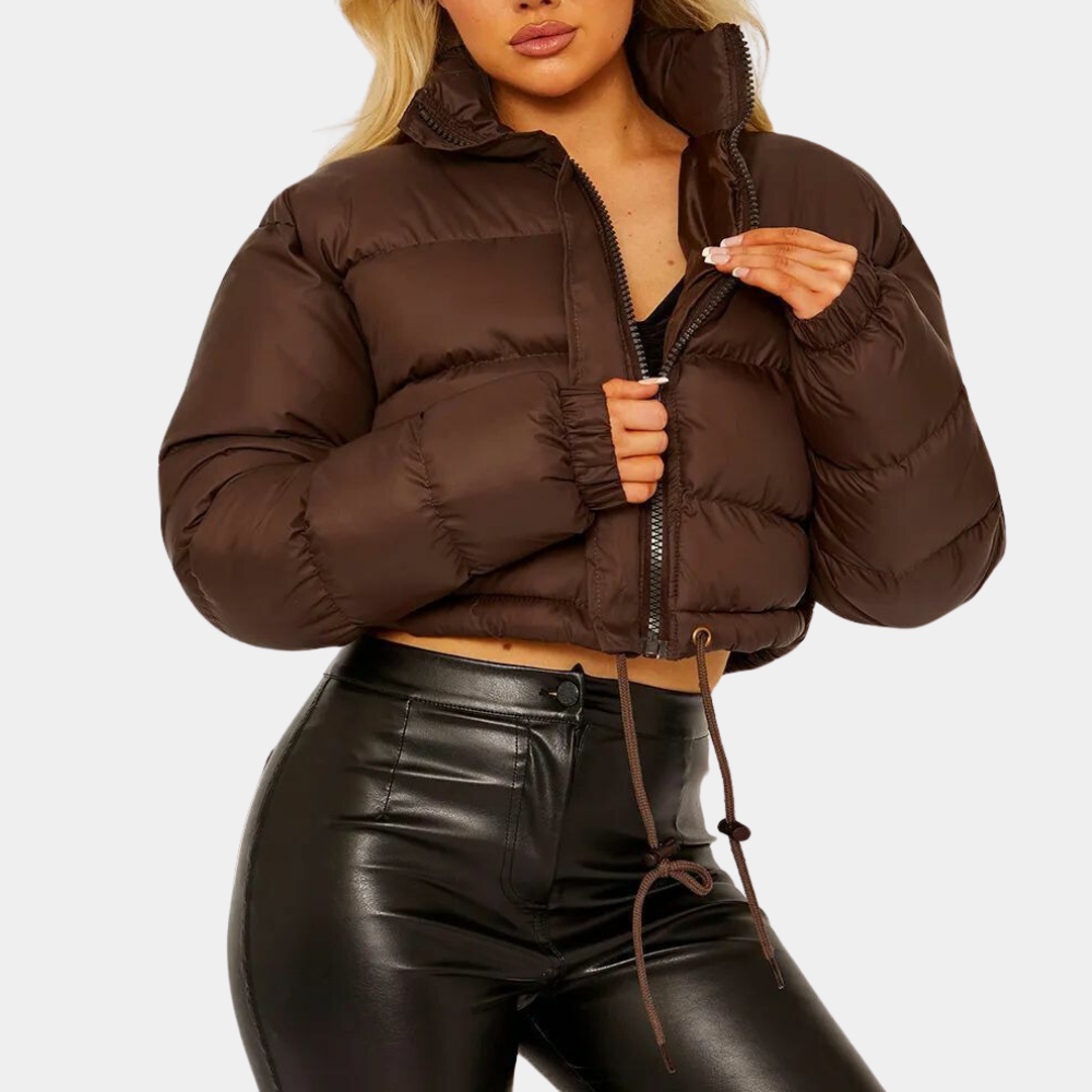 EB | Damen Trendy Pufferjacke In Kurzem Modell mit Hohem Kragen