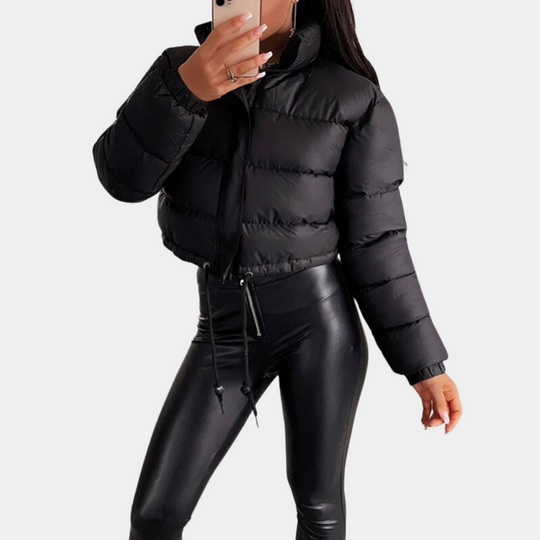 EB | Damen Trendy Pufferjacke In Kurzem Modell mit Hohem Kragen