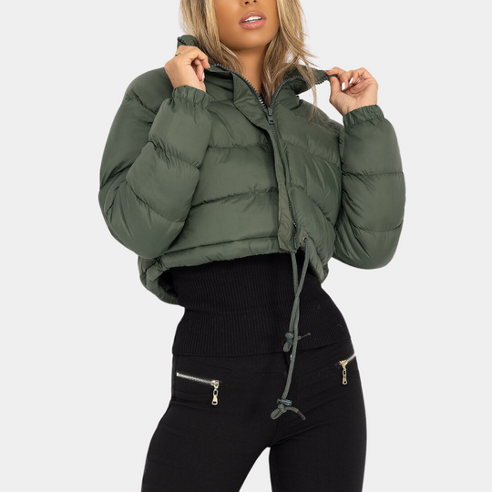 EB | Damen Trendy Pufferjacke In Kurzem Modell mit Hohem Kragen
