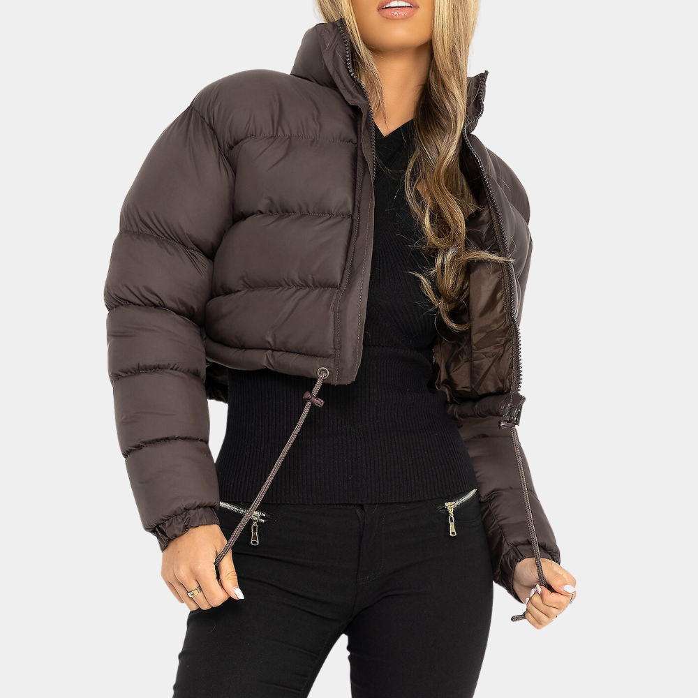 EB | Damen Trendy Pufferjacke In Kurzem Modell mit Hohem Kragen