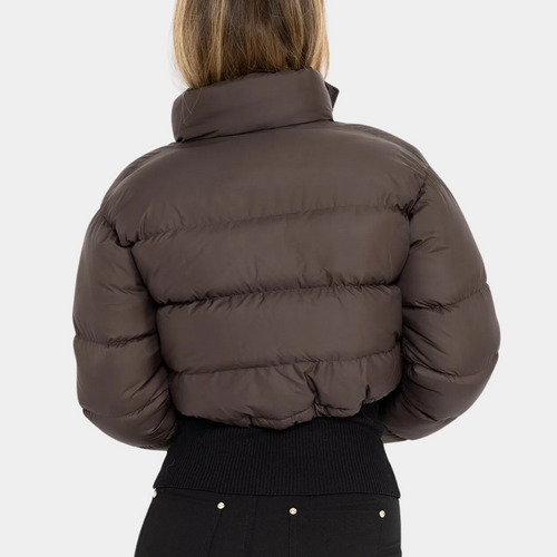 EB | Damen Trendy Pufferjacke In Kurzem Modell mit Hohem Kragen