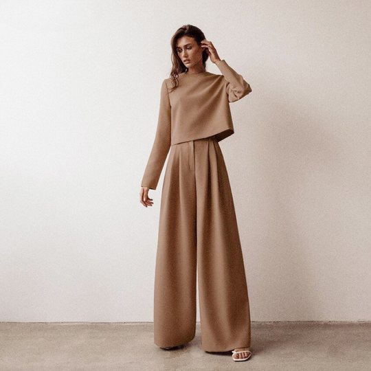 EB | Elegante Damen Zweiteilige Set Mit Weit Geschnittene Hose